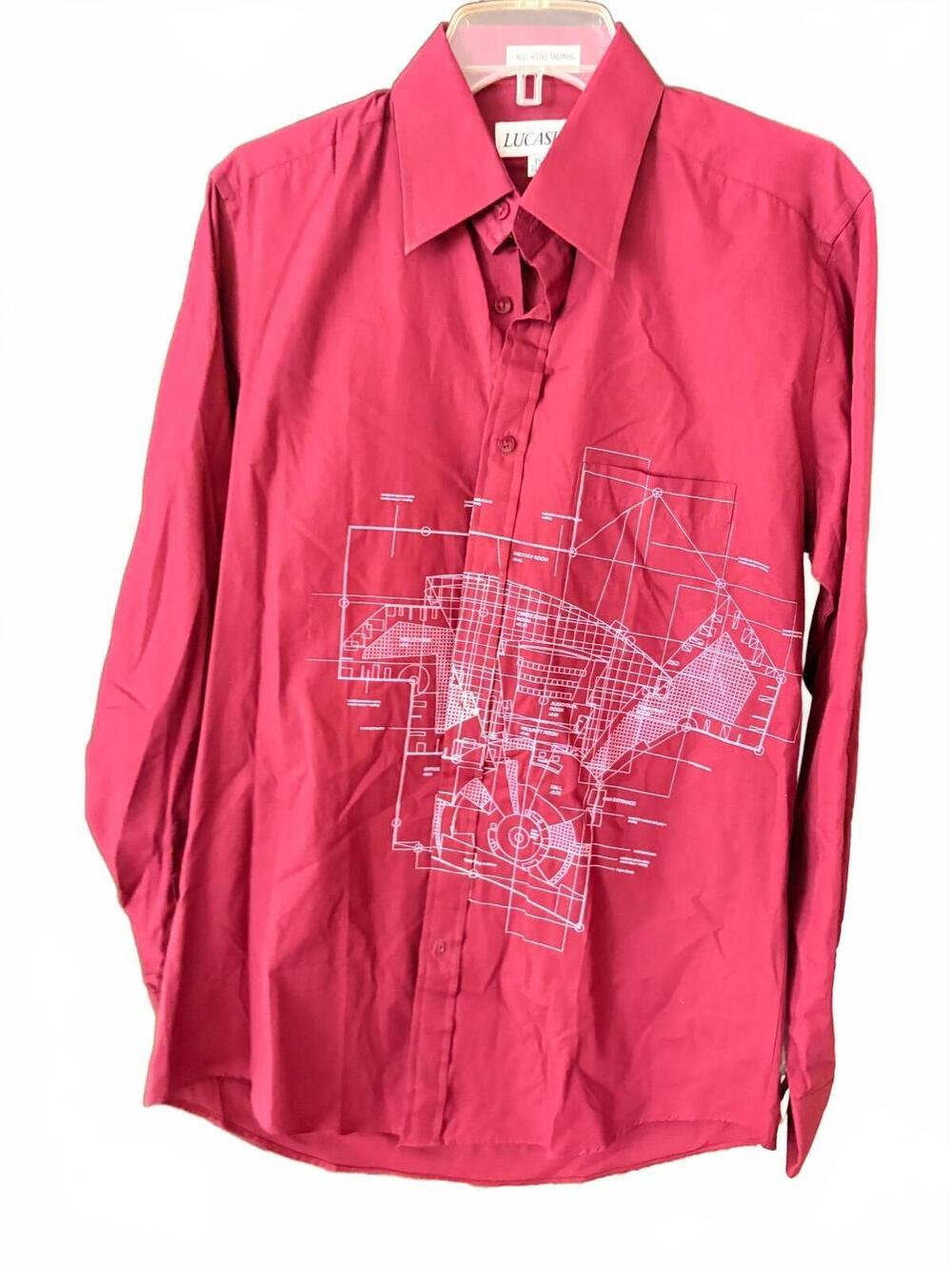 Lucas Hollywood Studio Red Button-Up Shirt with Print